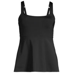 Women's Petite Adjustable Scoop Neck Flutter Tankini Top