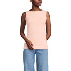 Women's Sleeveless Pointelle Rib Boat Neck Tank