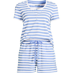 Women's Plus Size Knit 2 Piece Pajama Set - Short Sleeve Top and Shorts
