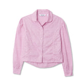 Girls Long Sleeve Woven Hearts Top