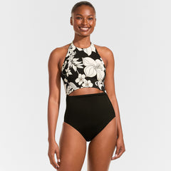 Women's Tugless Halter Monokini High Leg One Piece Swimsuit