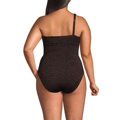 Women's Plus Size Shirred One Shoulder One Piece Swimsuit