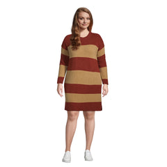 Women's Plus Size Lounge Crew Neck Slounge Dress - Stripe