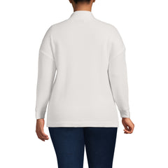 Women's Plus Size Long Sleeve Waffle Shawl Collar Henley