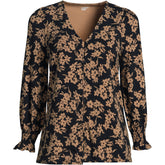 Women's 3/4 Sleeve Lightweight Jersey Button Front Top