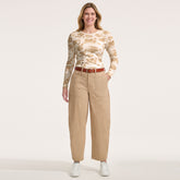 Women's Plus Size Chino High Rise Barrel Leg Utility Ankle Pants