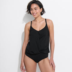 Women's Smoothing Control Blouson Fauxkini One Piece Swimsuit