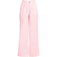 Women's Plus Size High Rise Wide Leg Linen Pleated Pants