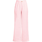 Women's Petite High Rise Wide Leg Linen Pleated Pants