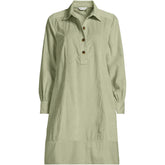 Women's Wide Wale Cord Popover Long Sleeve Shirt Dress