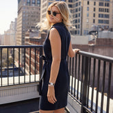 Women's Cotton Blend Short Sleeve Mock Neck Sweater Dress