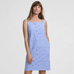 Women's Petite Sleeveless Eyelet Shift Above the Knee Dress