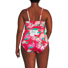 Women's Plus Size V-Neck Plunge X Back Tankini Top