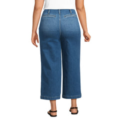 Women's Plus Size Recover Denim High Rise Patch Pocket Extra Wide Leg Crop Jeans