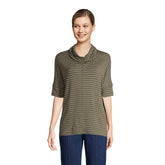 Women's Super Soft Elbow Sleeve Cowl Neck Pullover Top
