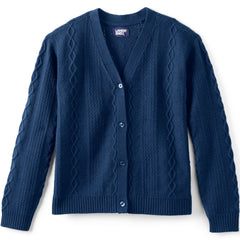 Girls Button Front Cable Cardigan