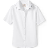 School Uniform Girls Piped Peter Pan Collar Broadcloth Shirt
