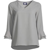 Women's Plus Size 3/4 Flutter Sleeve Crepe Blouse