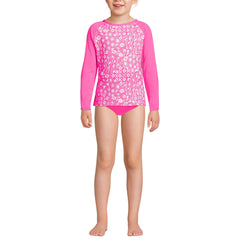 Girls Plus Chlorine Resistant Rash Guard Swim Top Bikini Top and Bottoms UPF 50 Swimsuit Set