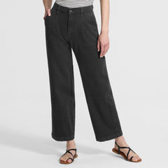 Women's Tall High Rise Soft Denim Pleated Wide Leg Trousers