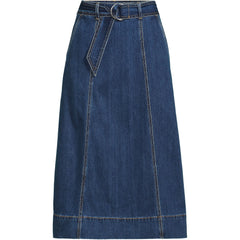 Womens Petite Soft Denim A-line Midi Skirt