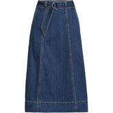 Womens Plus Size Soft Denim A-line Midi Skirt