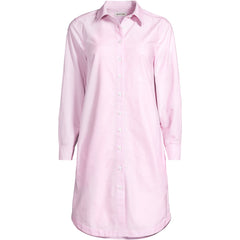 Women's Plus Size Oxford Long Sleeve Button Front Shirt Dress