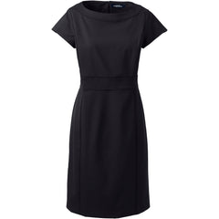 School Uniform Women's Petite Washable Wool Piped Sheath Dress