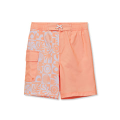 Boys Chlorine Resistant Stretch Printed Hydroliner Board Swim Trunks