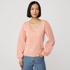 Women's Supima Interlock Scoop Neck Blouson Sleeve Top