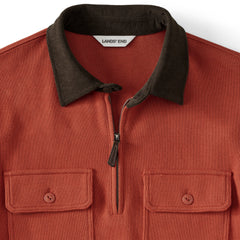 Men's Long Sleeve Corduroy Collar Bedford Rib Quarter Zip