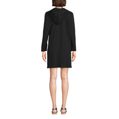 Women's Cotton Jersey Long Sleeve Hooded Swim Cover-up Dress