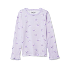 Girls Long Sleeve Pointelle Knit Shirt