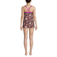Women's Chlorine Resistant High Neck Swim Dress One Piece Swimsuit