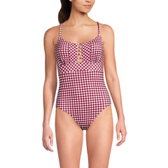 Women's Lace Up One Piece Swimsuit