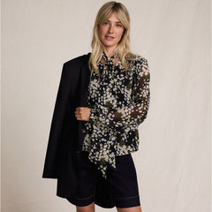 Women's Chiffon Removable Tie Neck Blouse