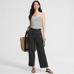 Women's High Rise Soft Denim Pleated Wide Leg Trousers