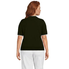Women's Plus Size Double Trim Cotton Crew Neck Tee Sweater