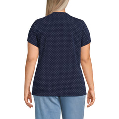 Women's Plus Size Lightweight Jersey Button Pintuck Top