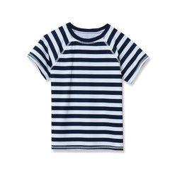Girls Plus Chlorine Resistant Short Sleeve Crew Neck Swim Rash Guard