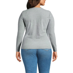 Women's Plus Size Lightweight Waffle Long Sleeve Crew Neck T-Shirt