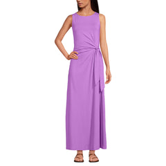Women's Petite Cotton Modal Sleeveless Tie Waist Maxi Dress