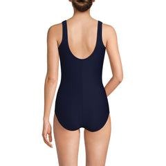 Women's Petite Tugless Low Leg Ribbed One Piece Swimsuit