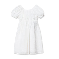 Girls Short Sleeve Eyelet Bow Dress