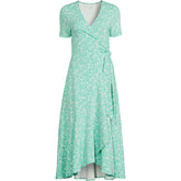 Women's Cotton Modal Vneck Wrap Midi Dress
