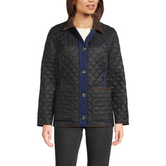 Women's Petite Print Reversible Barn Quilted Insulated Jacket