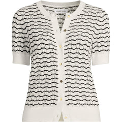 Women's Plus Size Cotton Viscose Short Sleeve Cardigan Sweater