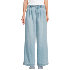Women's Tall Lightweight Denim Mid Rise Pleated Slouchy Jeans