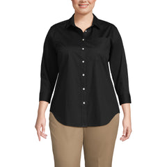 School Uniform Women's Plus Three Quarter Sleeve Broadcloth Easy Shirt