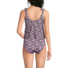 Women's DD-Cup Tie Shoulder Flutter Tankini Top